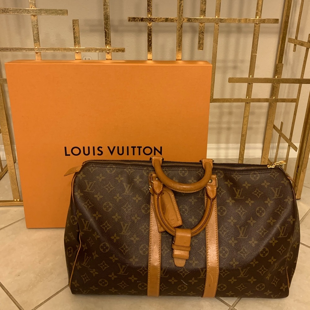 Authentic Vintage Louis Vuitton Leather Keepall 45 Duffel